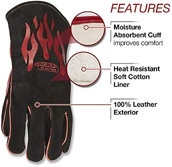 Lincoln Electric Traditional MIG/Stick Welding Gloves | 14" Lined Leather | Kevlar Stitching | K2979-ALL