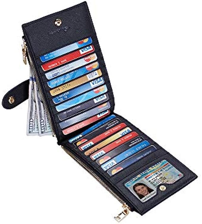 Travelambo Womens Walllet RFID Blocking Bifold Multi Card Case Wallet with Zipper Pocket