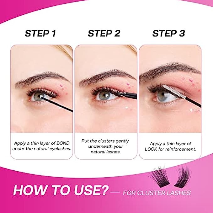 CALAILIS Lash Bond and Seal, Cluster Lash Glue for Individual Cluster Lashes DIY Eyelash Extensions Super Strong Hold 48 Hours Latex Free Aftercare Sealant with Mascara Wand