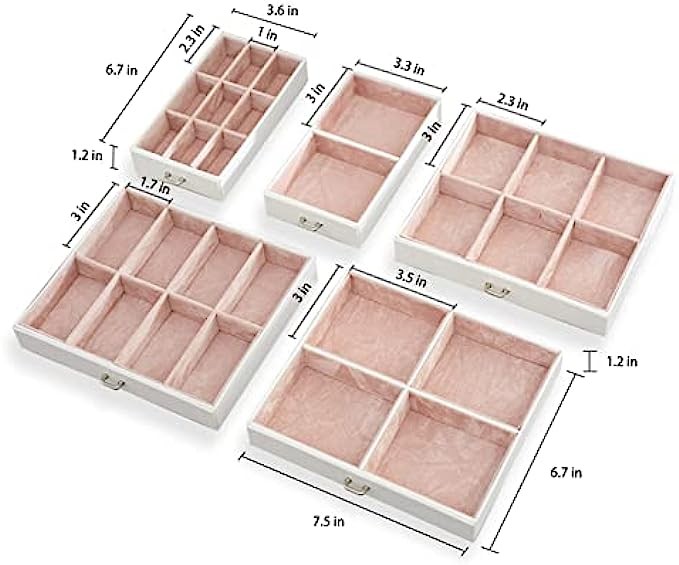 DREAM&GLAMOUR Large Jewelry Box,PU Leather Jewelry Organizer Box with Mirror and Lock.6-Tier Storage Case for Earrings Bracelets Rings Necklace Watches(White)